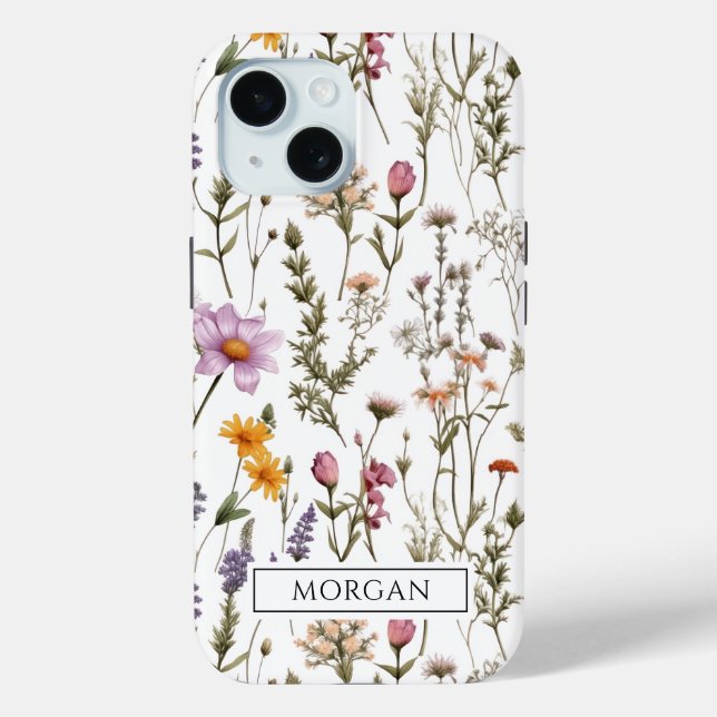 Niedliche Personalisierte Wildblume Case-Mate iPhone Hülle (Rückseite)