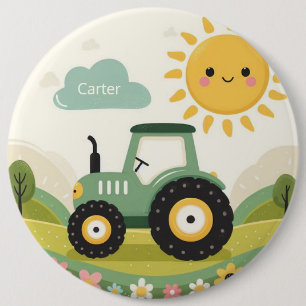 Niedliche, personalisierte Zugmaschine/Hof Button