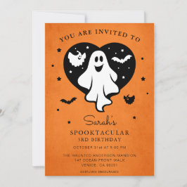 Niedliche Personalisierung Halloween Ghost Herzbat Einladung