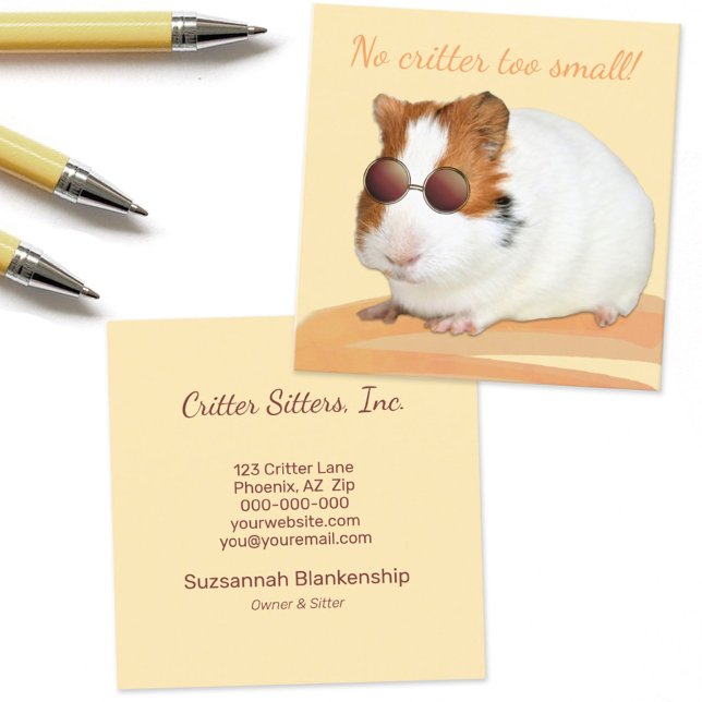 Niedliche Pet Care Guinea Schweinebild Quadratische Visitenkarte (Von Creator hochgeladen)