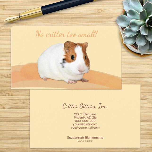 Niedliche Pet Sitter Guinea Schweinebild Visitenkarte (Von Creator hochgeladen)