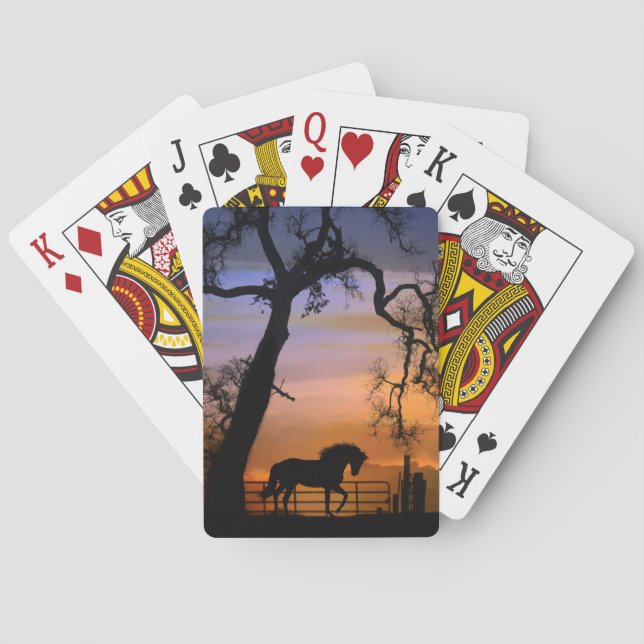 Niedliche Pferd- und Baumspielkarten Spielkarten (Rückseite)