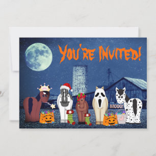 Niedliche Pferde in Kostümen ~ Halloween-Party Einladung
