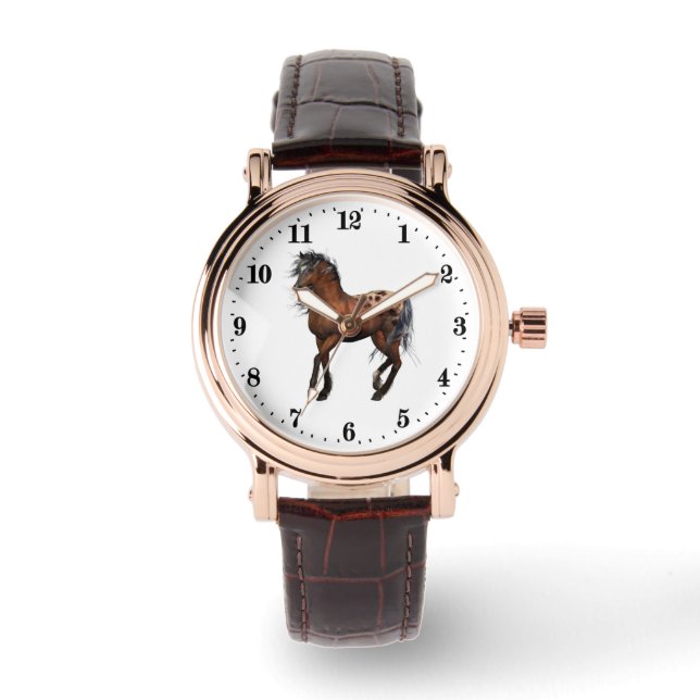 niedliche Pferdefreunde Armbanduhr (Vorderseite)