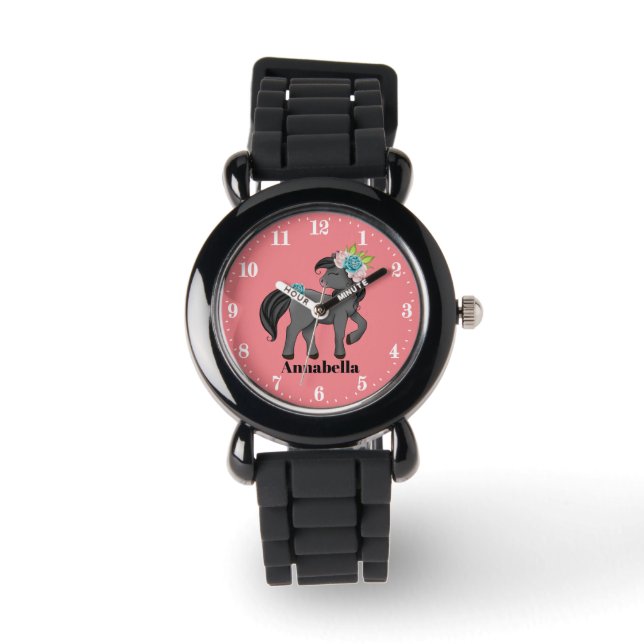 Niedliche Pferdefreunde geben Namen Armbanduhr (Vorderseite)