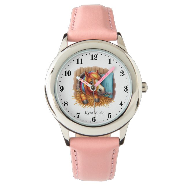 Niedliche Pferdefreunde geben Namen Armbanduhr (Vorderseite)