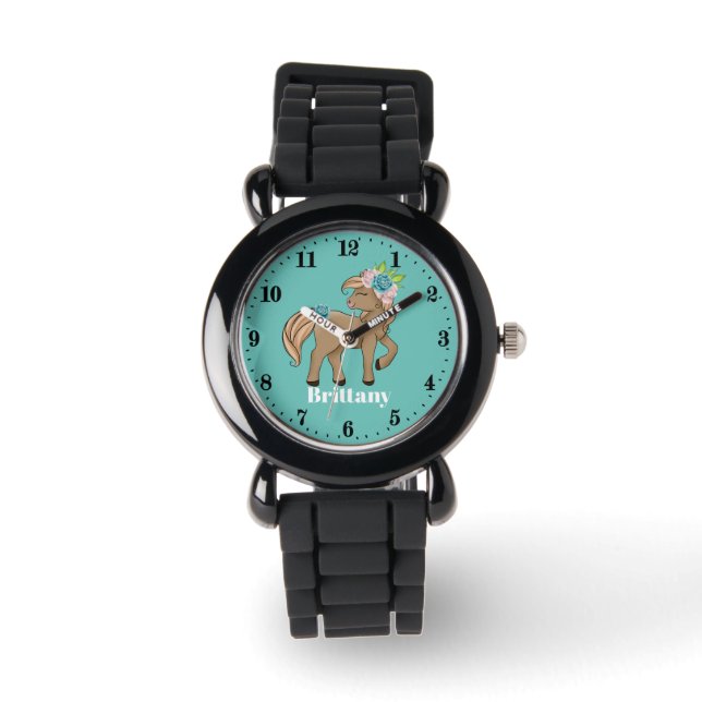 Niedliche Pferdepaare Armbanduhr (Vorderseite)