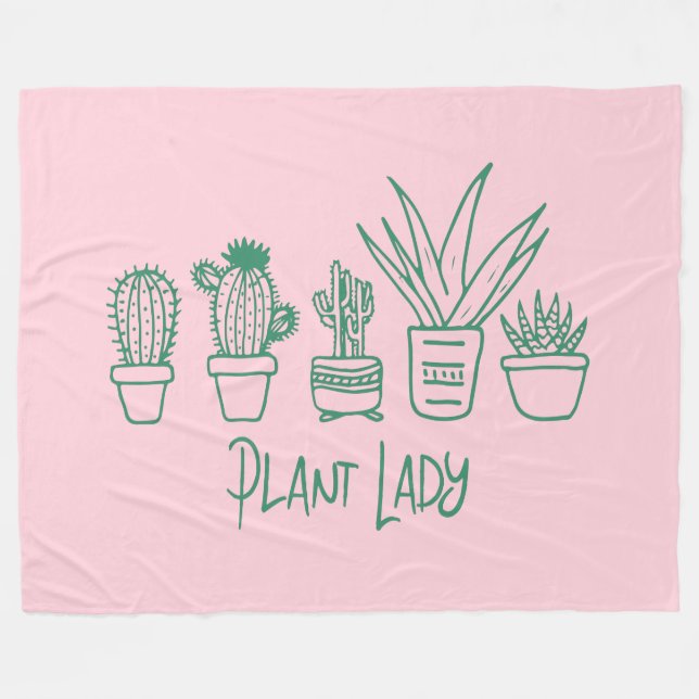 Niedliche Pflanze Lady Funny Cactus Zitat in Pink  Fleecedecke (Vorderseite (Horizontal))