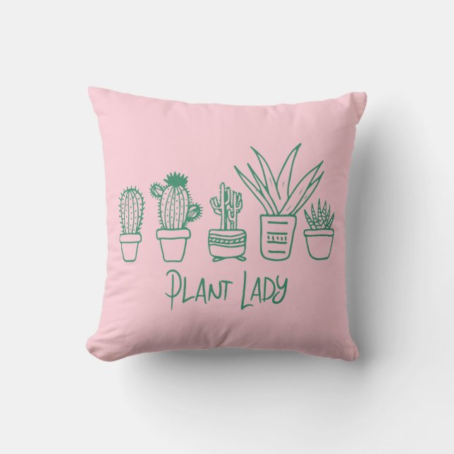 Niedliche Pflanze Lady Funny Cactus Zitat in Pink  Kissen (Vorderseite)