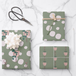 Niedliche Pflanze Makrame-Scatter-Dot-Muster Geschenkpapier Set