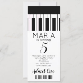 Niedliche Piano Music Ticket Style Party Einladung