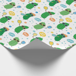Niedliche Pickles spielen Pickleball auf weiß Geschenkpapier