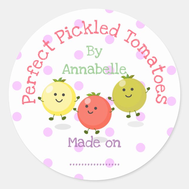 Niedliche picktierte Tomaten/Paradeiser Cartoon Runder Aufkleber (Vorderseite)