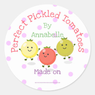 Niedliche picktierte Tomaten/Paradeiser Cartoon Runder Aufkleber