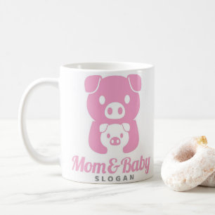 Niedliche Piggamie Mama Papa rosa Tasse