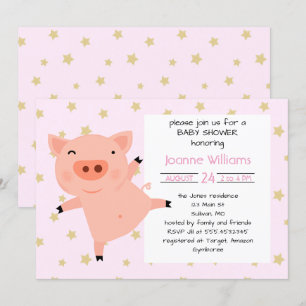 Niedliche Piggy Baby-Dusche für Mädchen Einladung
