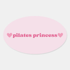 Niedliche Pilates Princess rosa Herzdesign Ovaler Aufkleber