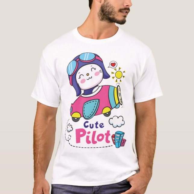 Niedliche Pilotin T-Shirt (Vorderseite)