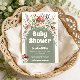 Niedliche Pilz-Aquarell-Einladung zur Babyparty Einladung