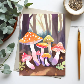 Niedliche Pilze | Aquarellwald Postkarte