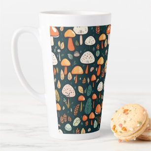 Niedliche Pilze Blätter Hütte Kerndesign Milchtasse