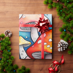 Niedliche Pilze Hütte Kernmuster Wrapping Papier Geschenkpapier