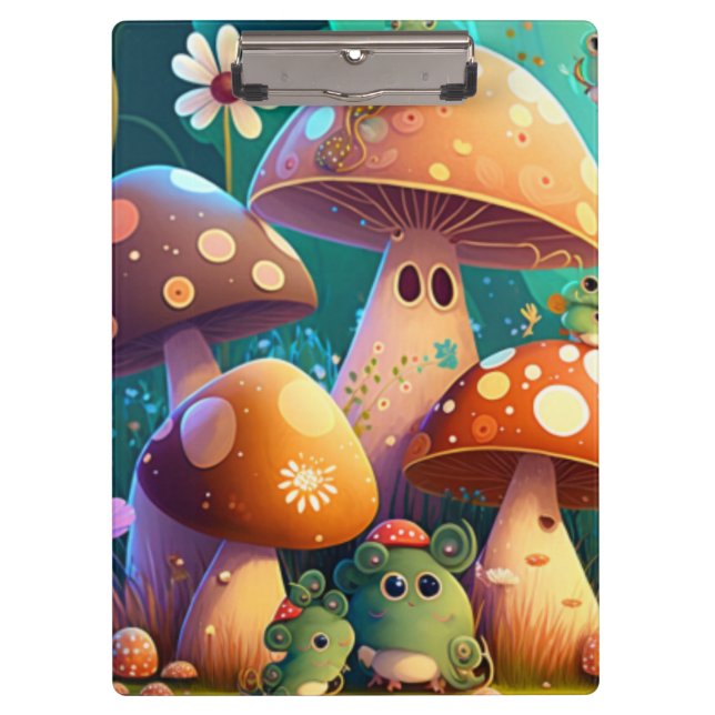 Niedliche Pilze im Spiral-Notebook Klemmbrett (Vorderseite)