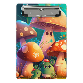 Niedliche Pilze im Spiral-Notebook Mini Klemmbrett