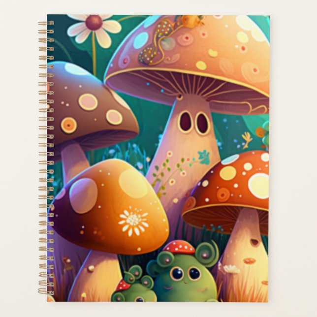 Niedliche Pilze im Spiral-Notebook Planer (Vorderseite)