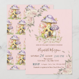 Niedliche Pilzsäle Floral Baby Dusche Einladung
