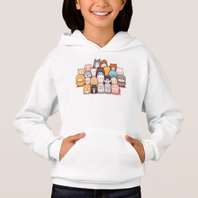 Niedliche Pilztiere Japanisch Anime Chibi Art Hoodie (Vorderseite)