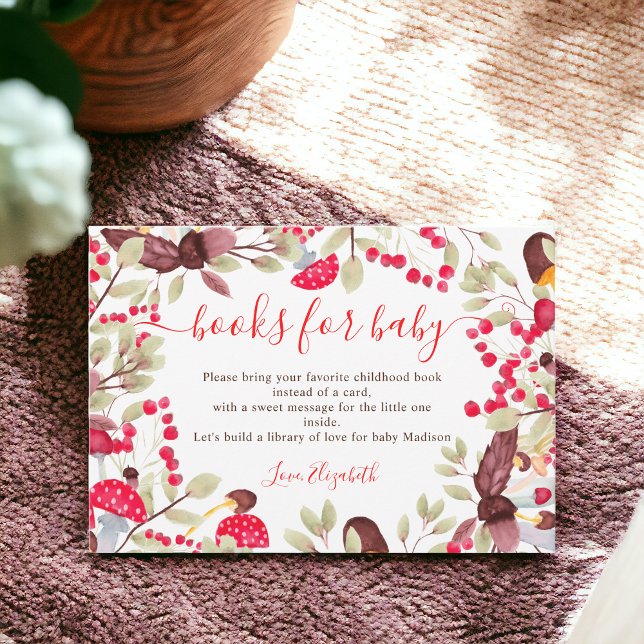 Niedliche Pilzwaldbücher für Babyduschen Begleitkarte (Cute mushroom forest books for baby shower enclosure card)