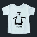 Niedliche Pinguin-Abbildung Personalisiert Baby<br><div class="desc">Vergnügen und süß,  personalisieren Sie dieses niedliche Pinguin Baby Outfit Shirt mit dem Namen Ihres Kindes. Mit meiner Pinguin-Illustration in Schwarz und Weiß mit lustiger Typografie.</div>