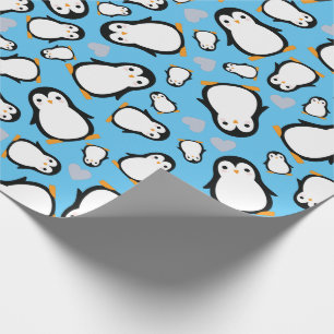 Niedliche Pinguin Baby Dusche Blue Boy Geschenkpapier