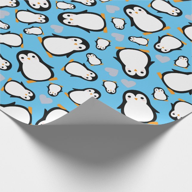 Niedliche Pinguin Baby Dusche Blue Boy Geschenkpapier (Ecke)