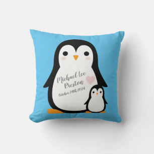 Niedliche Pinguin Baby Dusche Blue Boy Kissen
