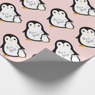 Niedliche Pinguin Baby Dusche Pink Girl Geschenkpapier