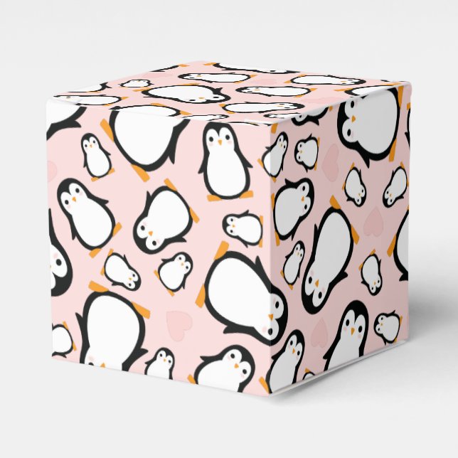 Niedliche Pinguin Baby Dusche Pink Girl Geschenkschachtel (Vorderseite)