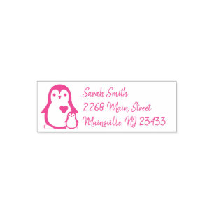 Niedliche Pinguin Baby Dusche Pink Girl Permastempel
