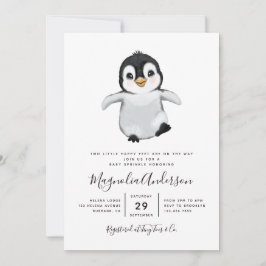Niedliche Pinguin-Babydusche Einladung
