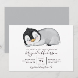 Niedliche Pinguin-Babydusche Einladung