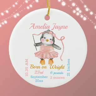 Niedliche Pinguin Ballerina Pink Baby Girl Stats Keramik Ornament
