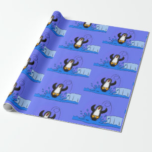 Niedliche Pinguin-Cartoon-Illustration Geschenkpapier