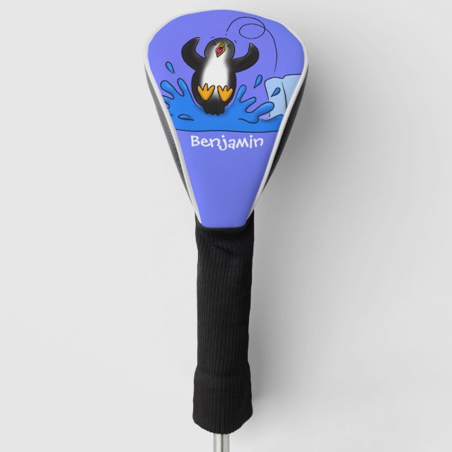 Niedliche Pinguin-Cartoon-Illustration Golf Headcover (Vorderseite)