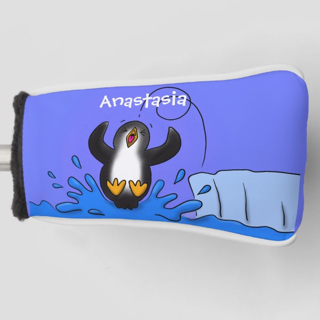 Niedliche Pinguin-Cartoon-Illustration Golf Headcover (Vorderseite)