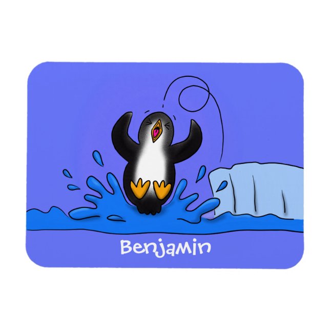 Niedliche Pinguin-Cartoon-Illustration Magnet (Horizontal)