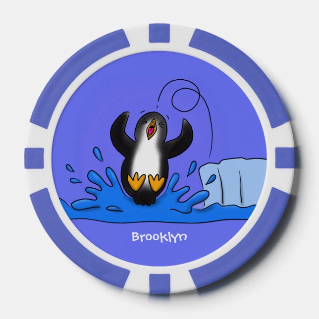 Niedliche Pinguin-Cartoon-Illustration Pokerchips (Vorderseite)