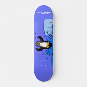Niedliche Pinguin-Cartoon-Illustration Skateboard