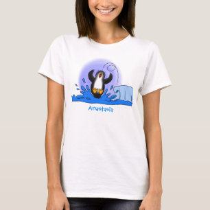 Niedliche Pinguin-Cartoon-Illustration T-Shirt