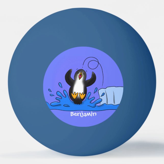 Niedliche Pinguin-Cartoon-Illustration Tischtennisball (Vorderseite)